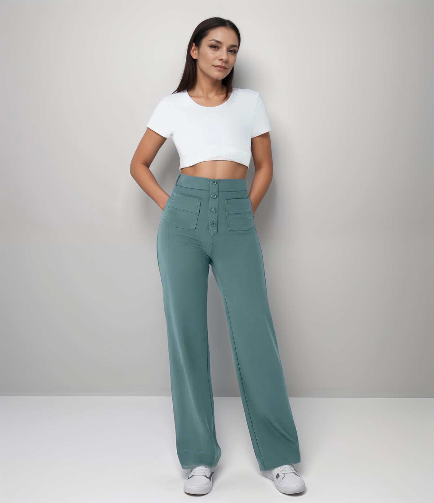 Pantalon Élastique Femme | Taille Haute & Confortable | Coton Bio Respirant avec Poches