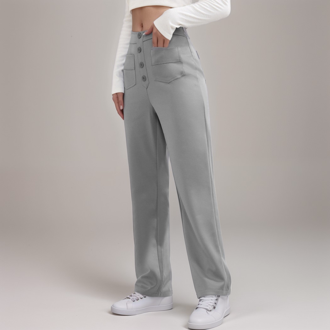 Pantalon Élastique Femme | Taille Haute & Confortable | Coton Bio Respirant avec Poches