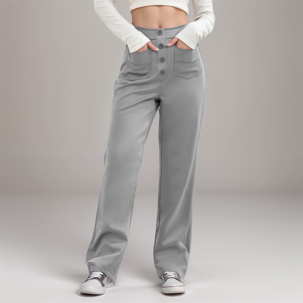 Pantalon Élastique Femme | Taille Haute & Confortable | Coton Bio Respirant avec Poches