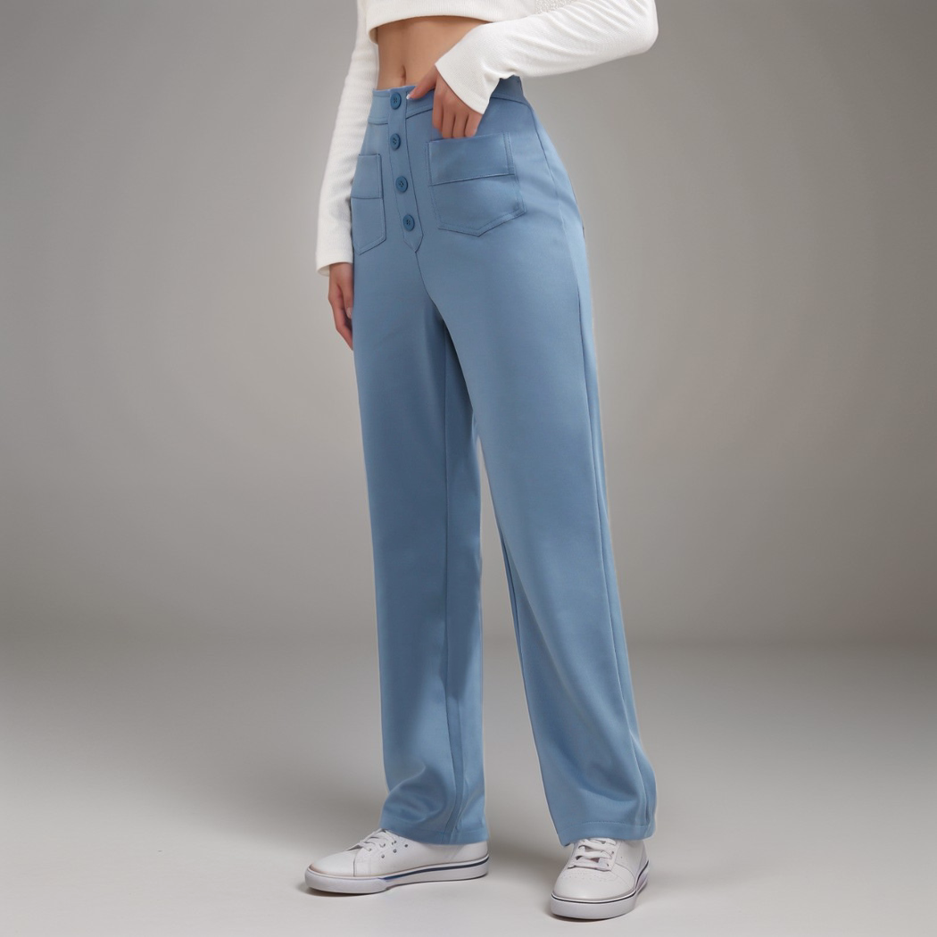 Pantalon Élastique Femme | Taille Haute & Confortable | Coton Bio Respirant avec Poches