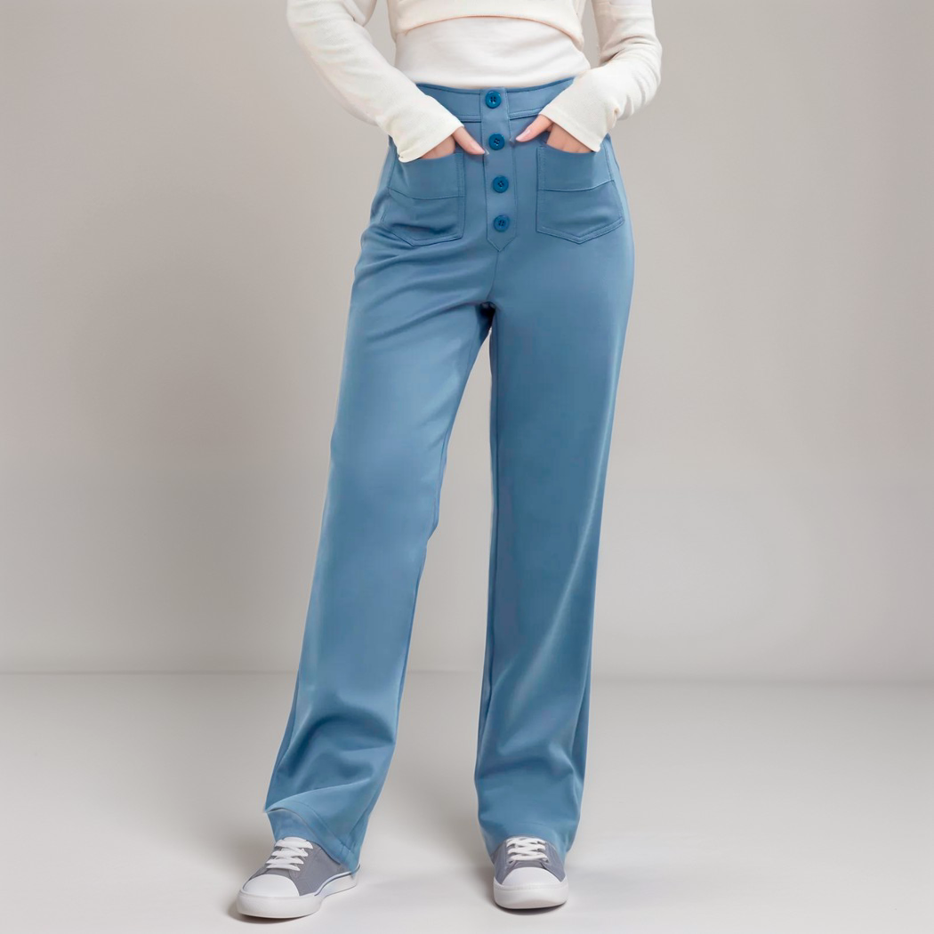 Pantalon Élastique Femme | Taille Haute & Confortable | Coton Bio Respirant avec Poches