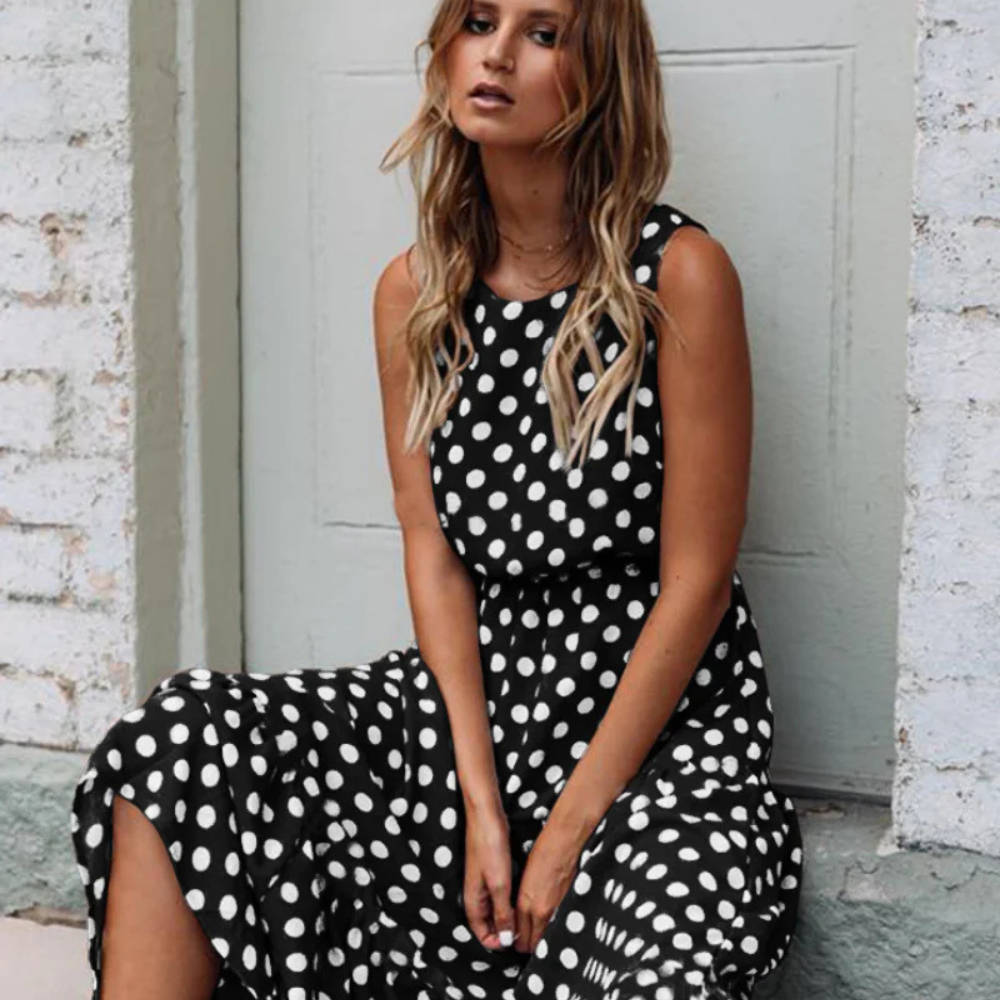 Robe Chic à Pois Femme | Légère & Élégante | Tissu Respirant pour Été et Occasions Polyvalentes