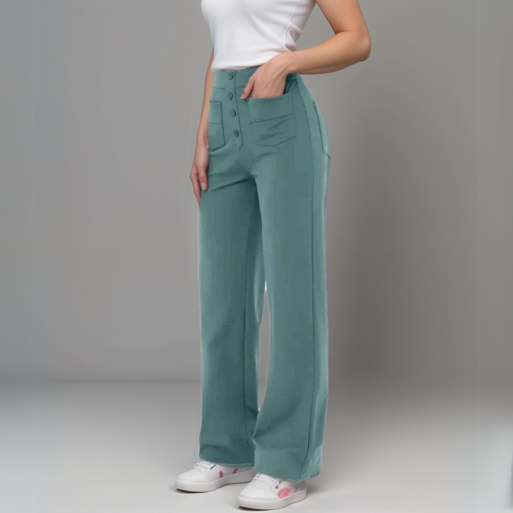 Pantalon Élastique Femme | Taille Haute & Confortable | Coton Bio Respirant avec Poches