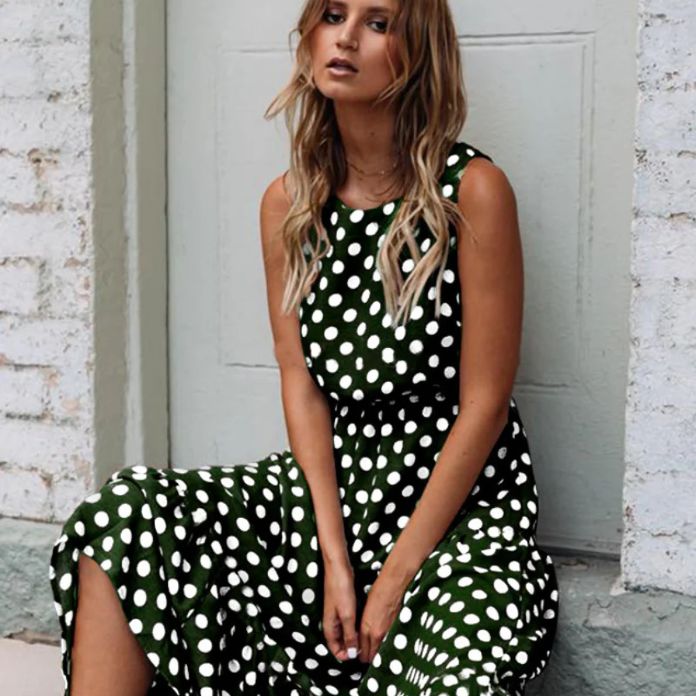 Robe Chic à Pois Femme | Légère & Élégante | Tissu Respirant pour Été et Occasions Polyvalentes