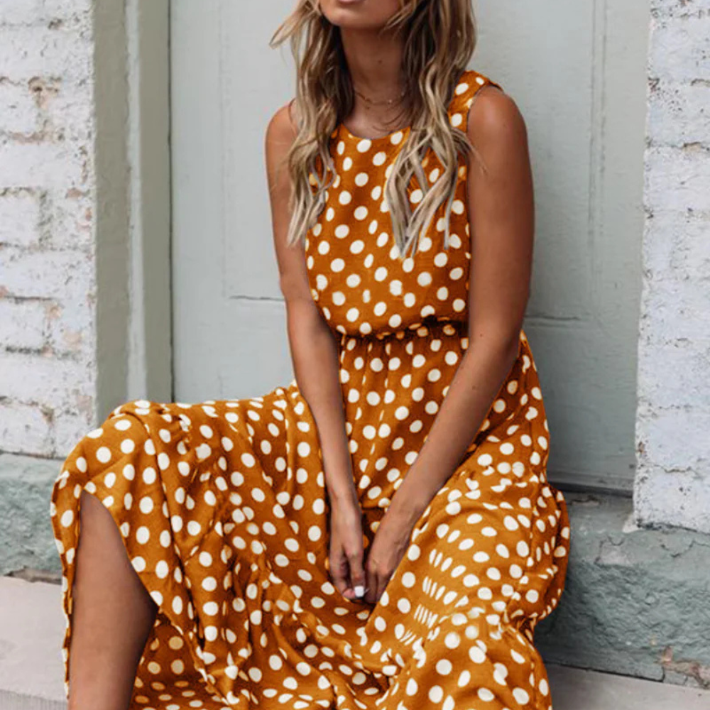 Robe Chic à Pois Femme | Légère & Élégante | Tissu Respirant pour Été et Occasions Polyvalentes