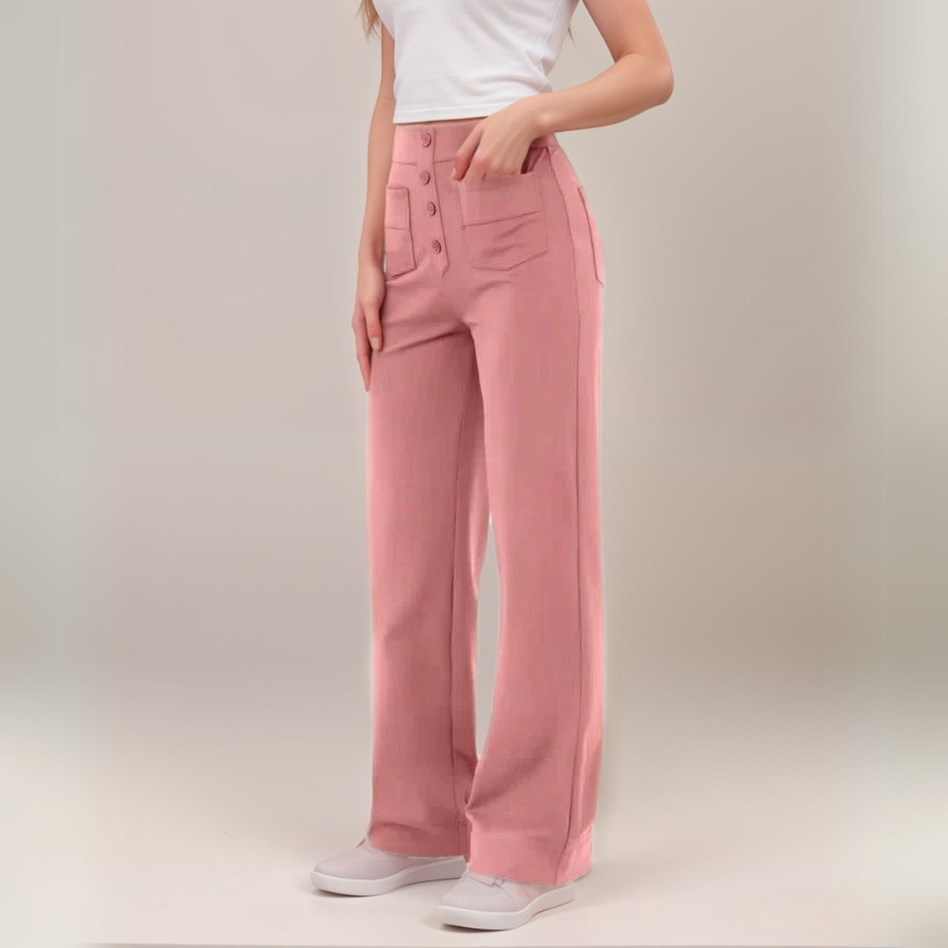 Pantalon Élastique Femme | Taille Haute & Confortable | Coton Bio Respirant avec Poches
