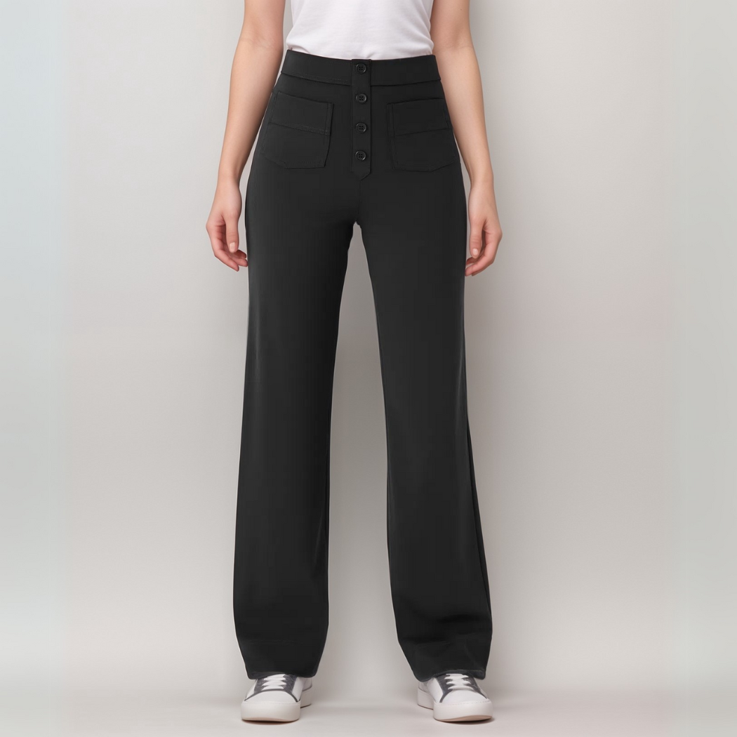 Pantalon Élastique Femme | Taille Haute & Confortable | Coton Bio Respirant avec Poches