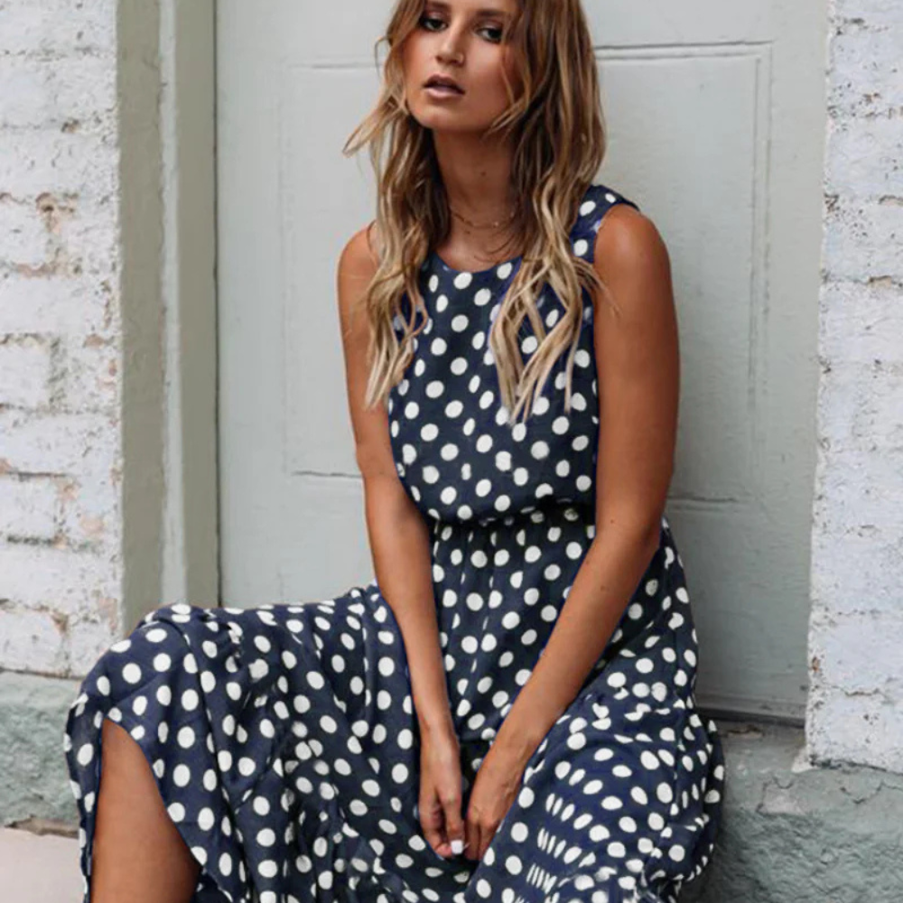 Robe Chic à Pois Femme | Légère & Élégante | Tissu Respirant pour Été et Occasions Polyvalentes
