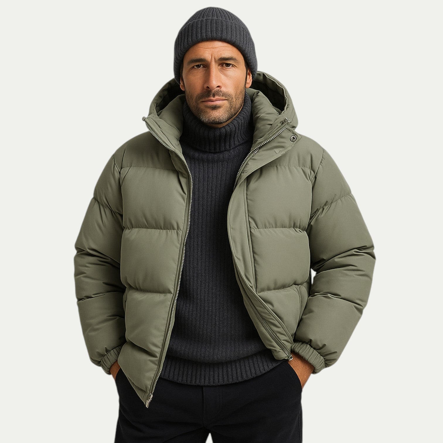 Parka imperméable à capuche en duvet unisexe
