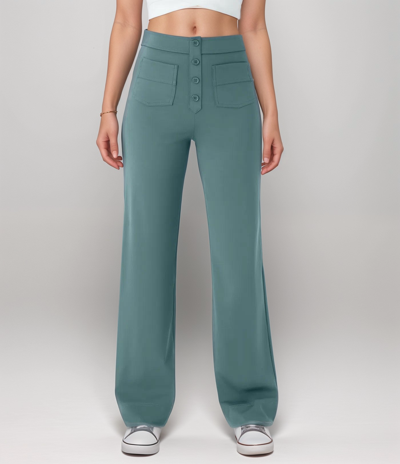 Pantalon Élastique Femme | Taille Haute & Confortable | Coton Bio Respirant avec Poches