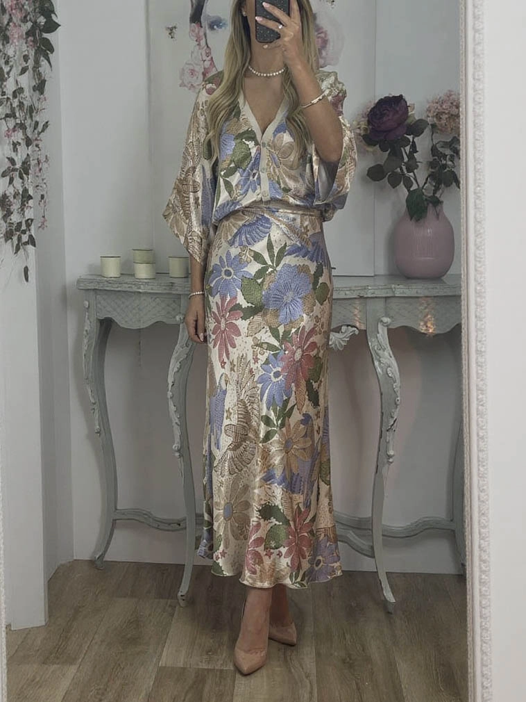 Robe midi pour femmes | Occasion élégante | Fermeture à demi-bouton et imprimé floral