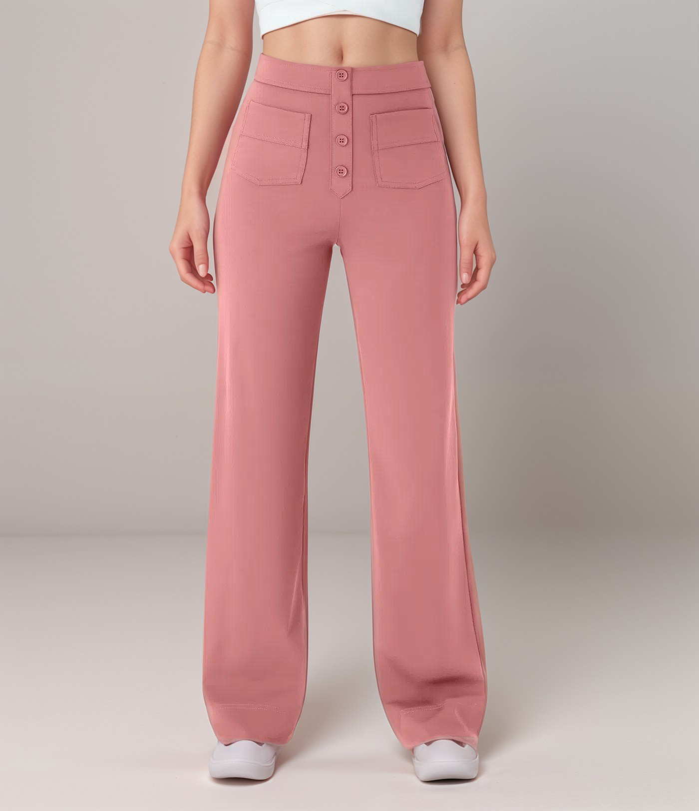 Pantalon Élastique Femme | Taille Haute & Confortable | Coton Bio Respirant avec Poches