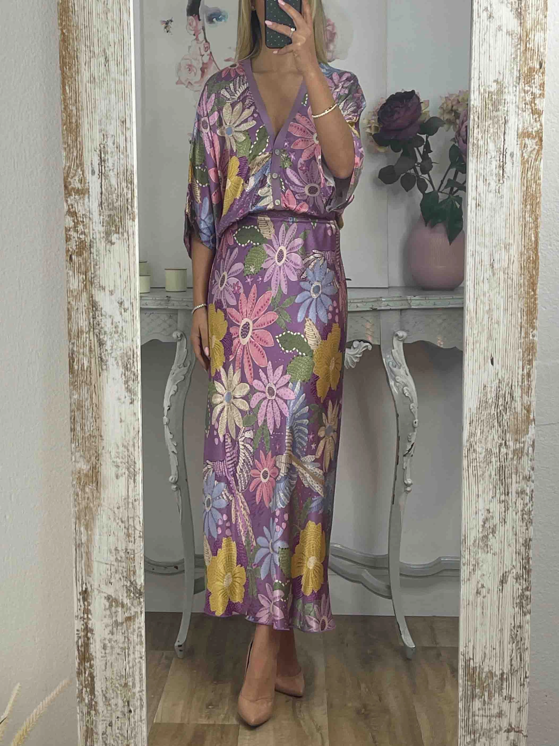 Robe midi pour femmes | Occasion élégante | Fermeture à demi-bouton et imprimé floral