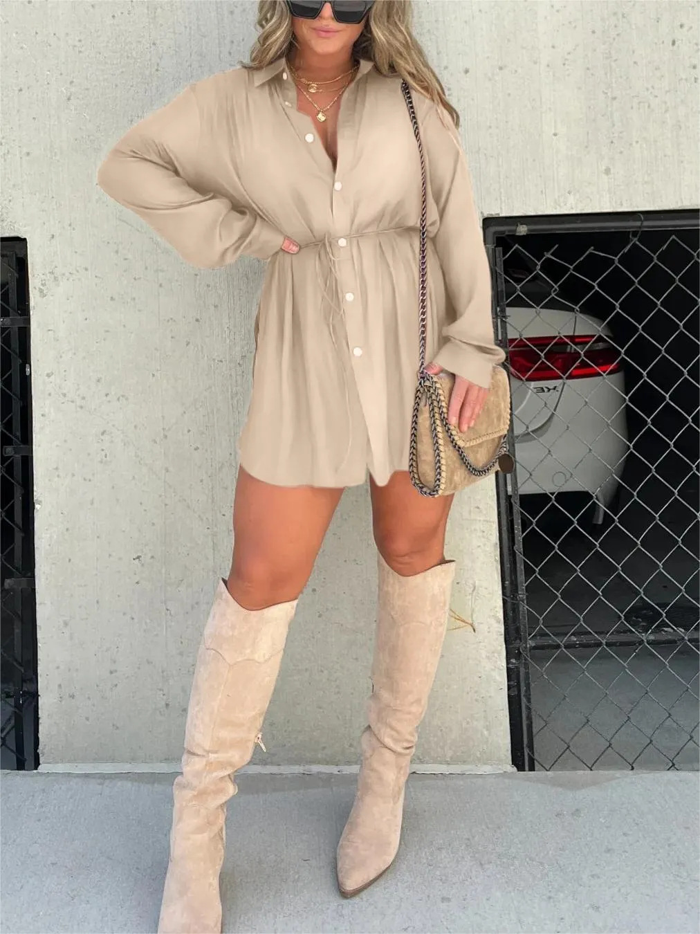 Robe Combinaison Satinée Femme | Courte & Tendance | Ceinture Taille pour Silhouette Parfaite