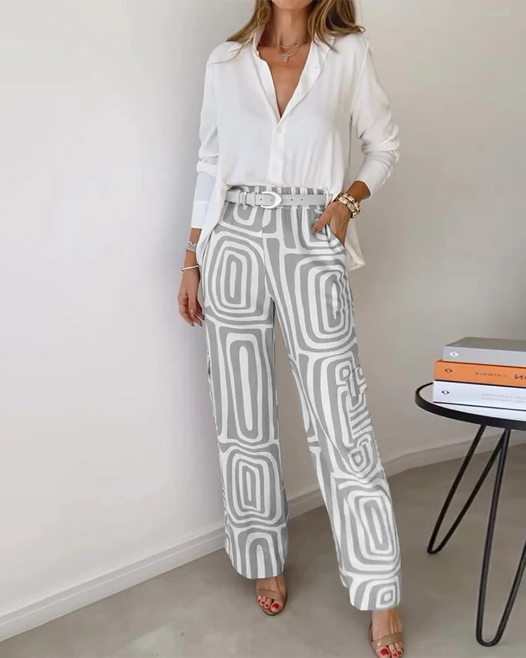 2-Pièces Ensemble Élégance Femme | Chic & Confortable | Ceinture Offerte pour Silhouette Flatteuse