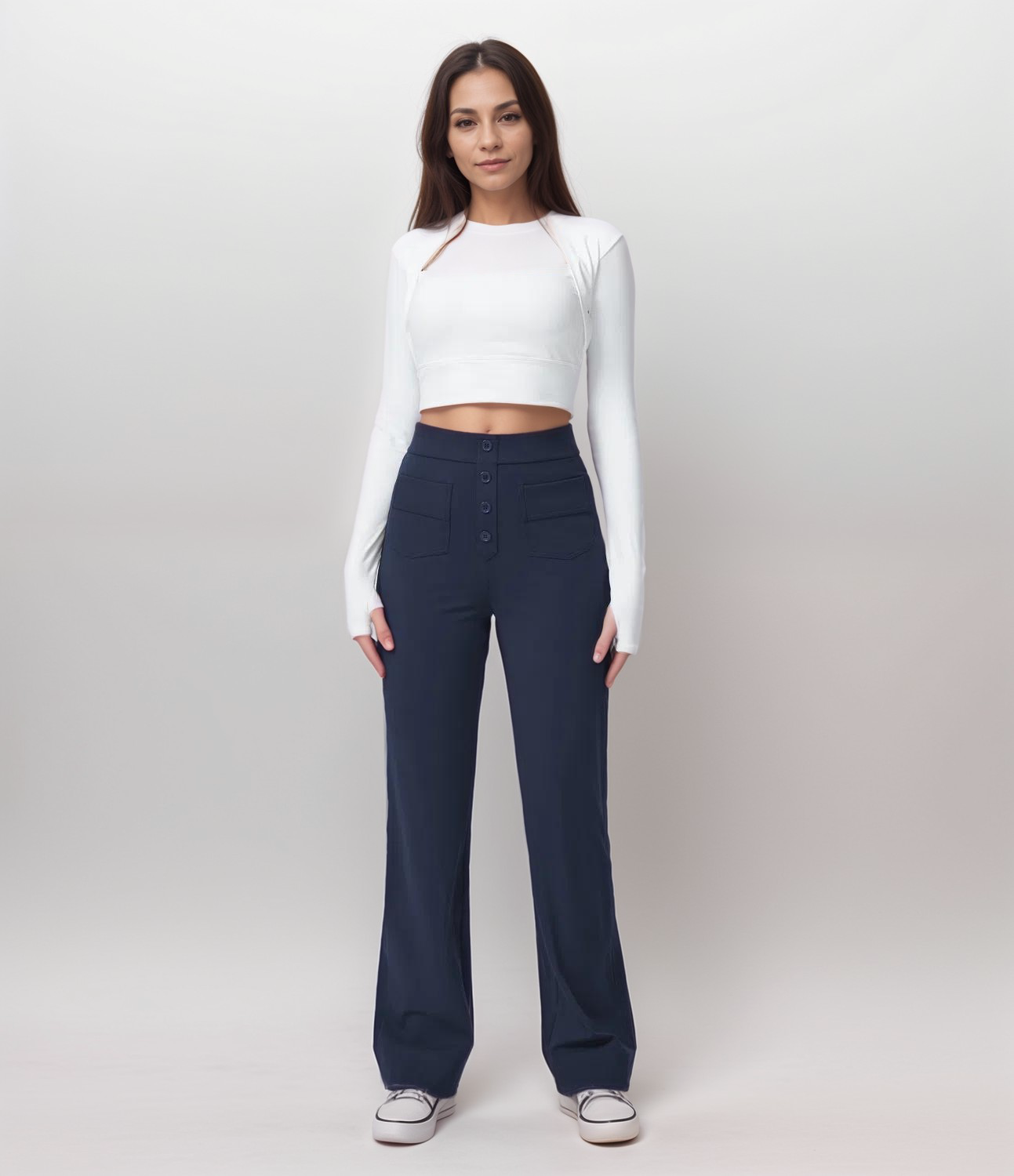 Pantalon Élastique Femme | Taille Haute & Confortable | Coton Bio Respirant avec Poches