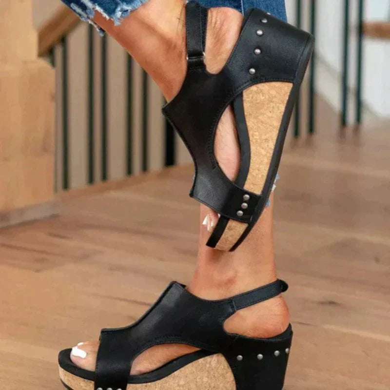 Sandales à talons compensés pour femmes | Élégance décontractée | Cuir premium et confort optimal