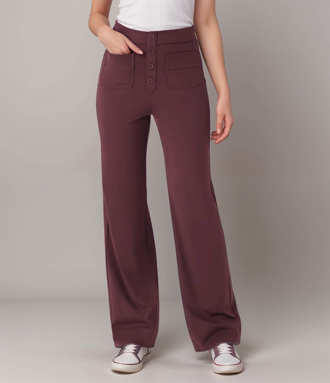 Pantalon Élastique Femme | Taille Haute & Confortable | Coton Bio Respirant avec Poches