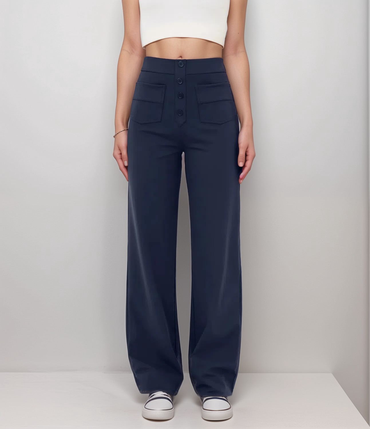 Pantalon Élastique Femme | Taille Haute & Confortable | Coton Bio Respirant avec Poches