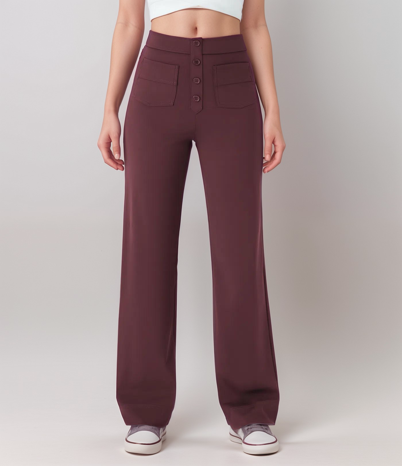 Pantalon Élastique Femme | Taille Haute & Confortable | Coton Bio Respirant avec Poches