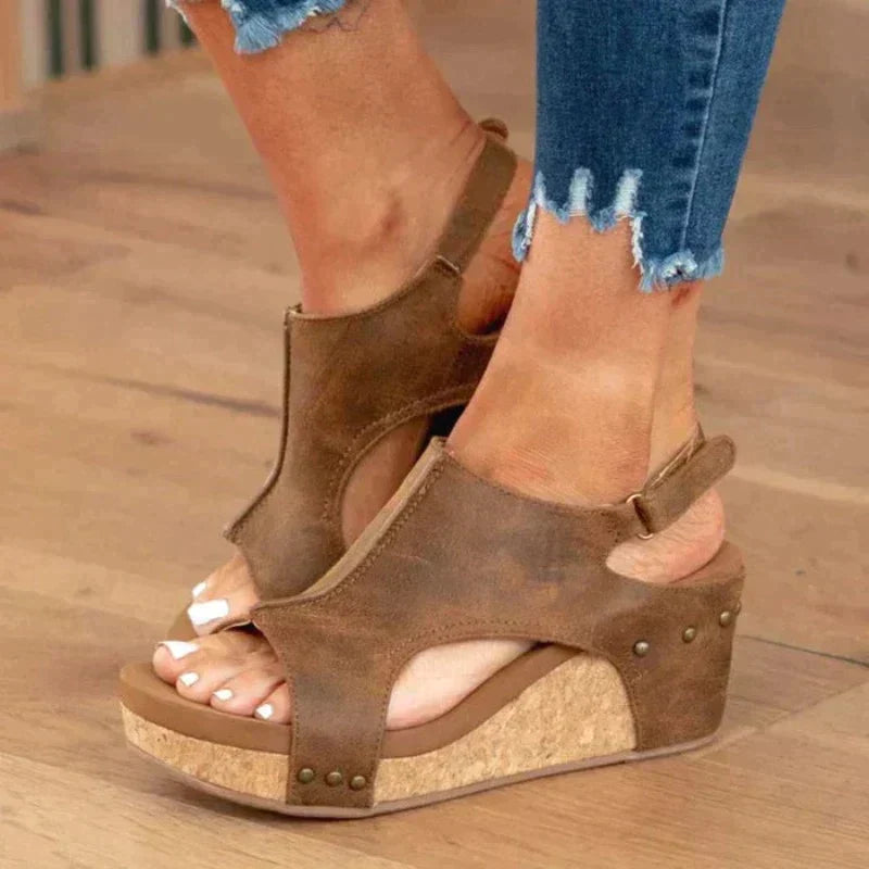 Sandales à talons compensés pour femmes | Élégance décontractée | Cuir premium et confort optimal