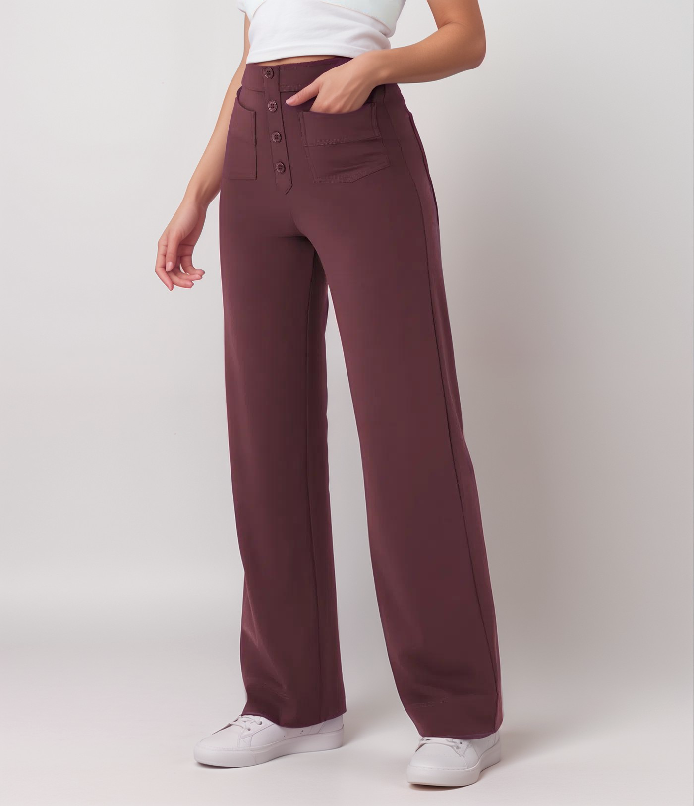 Pantalon Élastique Femme | Taille Haute & Confortable | Coton Bio Respirant avec Poches