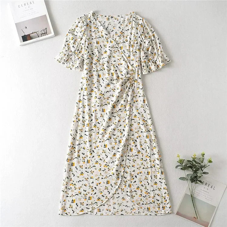 Robe Midi Femme | Élégante & Confortable | Coupe Flatteuse avec Imprimé Fleuri pour Été