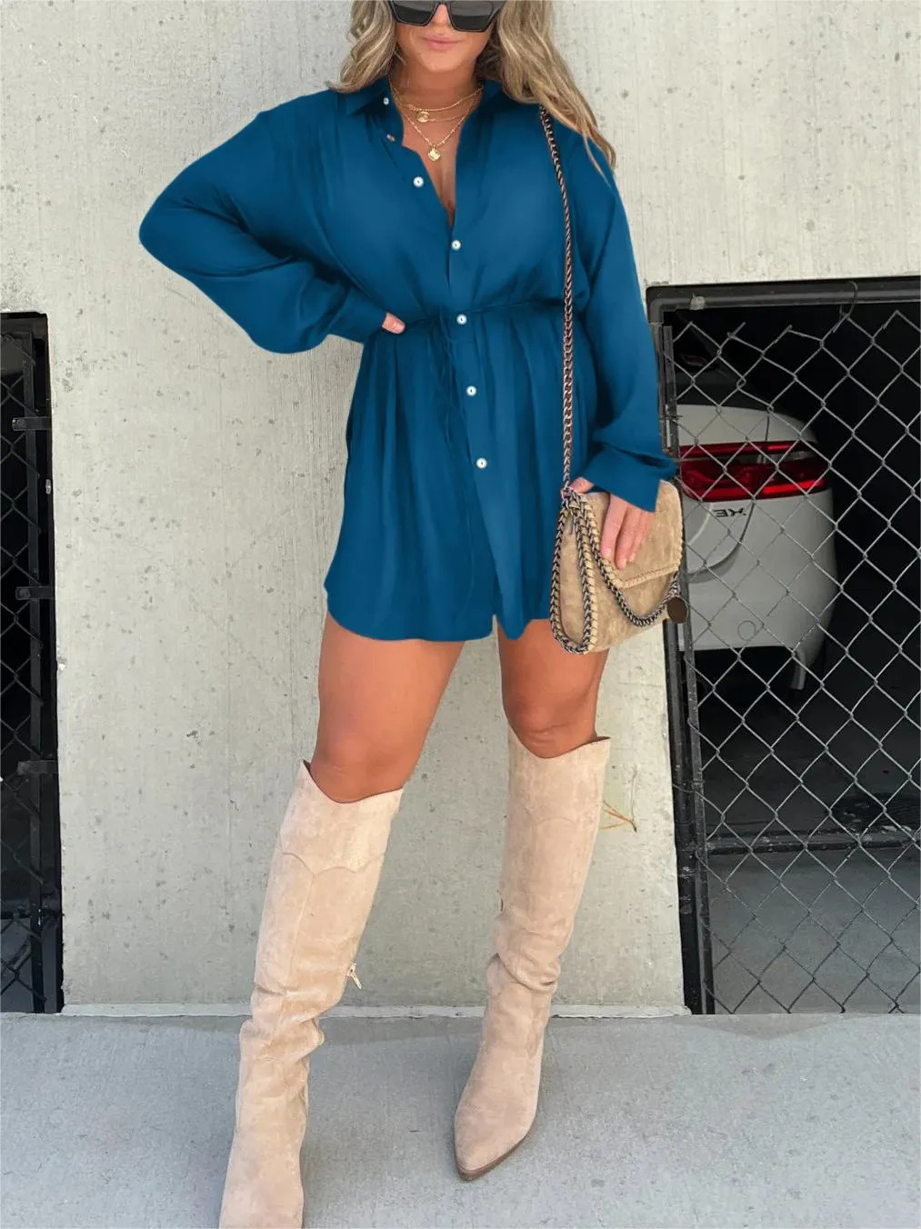 Robe Combinaison Satinée Femme | Courte & Tendance | Ceinture Taille pour Silhouette Parfaite