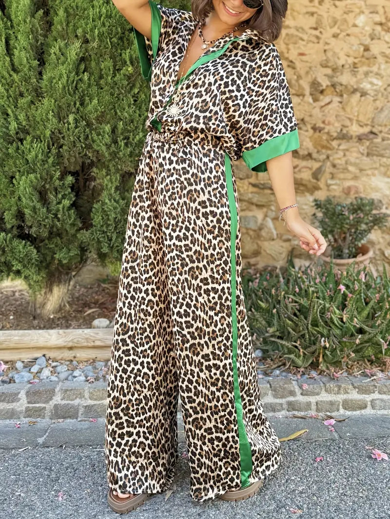 Ensemble 2 pièces en léopard | Décontracté et tendance | Comprend le haut et le pantalon