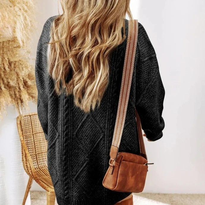 Pull Long Femme en Maille Torsadée | Coupe Oversize