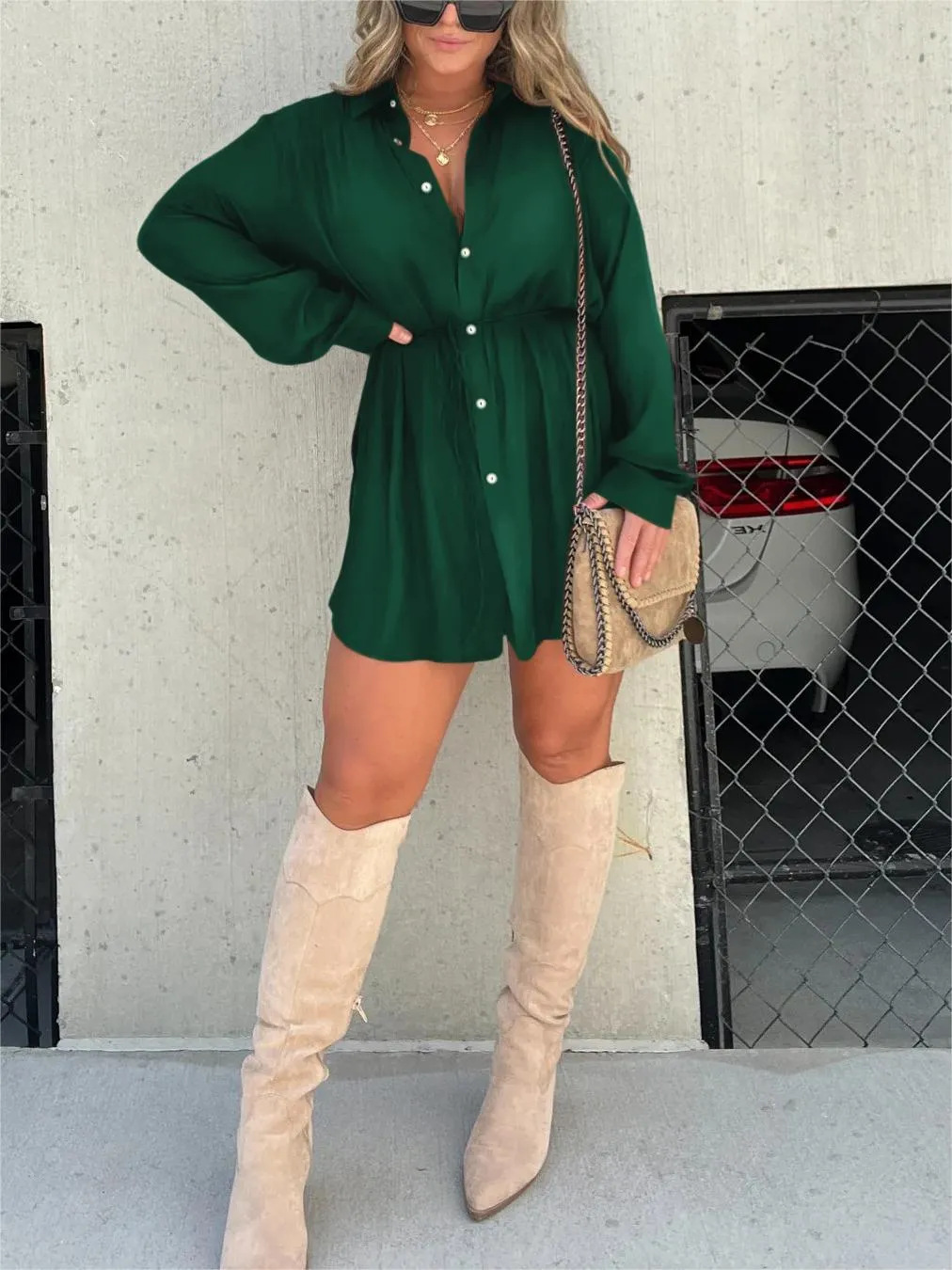 Robe Combinaison Satinée Femme | Courte & Tendance | Ceinture Taille pour Silhouette Parfaite