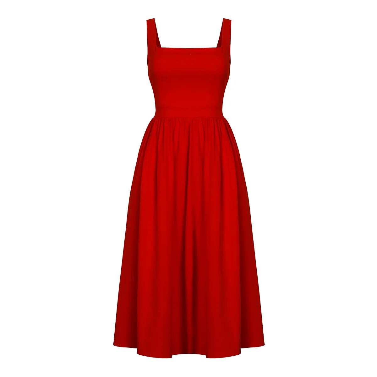 Robe midi à bretelles pour femmes | Élégance formelle | Coupe A-ligne fluide et bretelles spaghetti