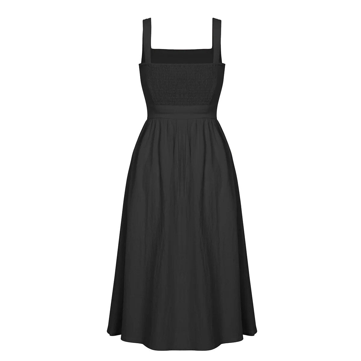 Robe midi à bretelles pour femmes | Élégance formelle | Coupe A-ligne fluide et bretelles spaghetti