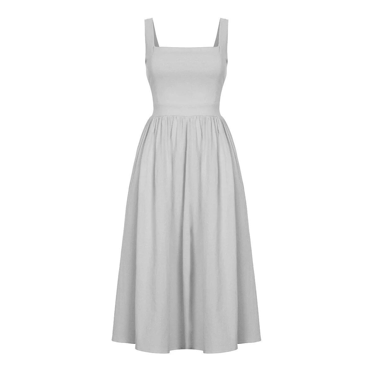 Robe midi à bretelles pour femmes | Élégance formelle | Coupe A-ligne fluide et bretelles spaghetti