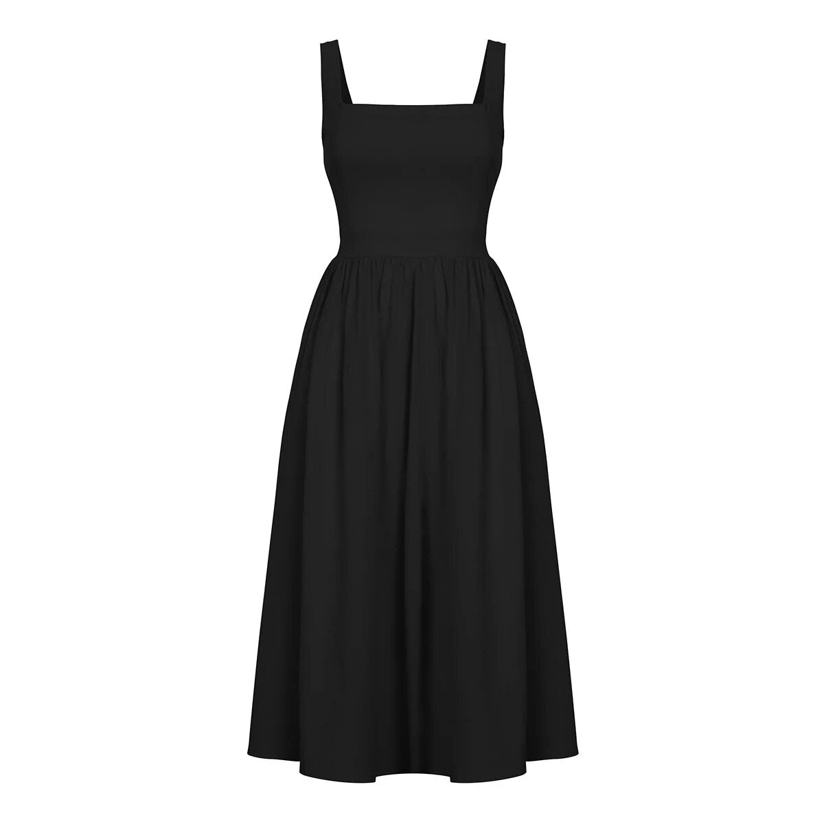 Robe midi à bretelles pour femmes | Élégance formelle | Coupe A-ligne fluide et bretelles spaghetti