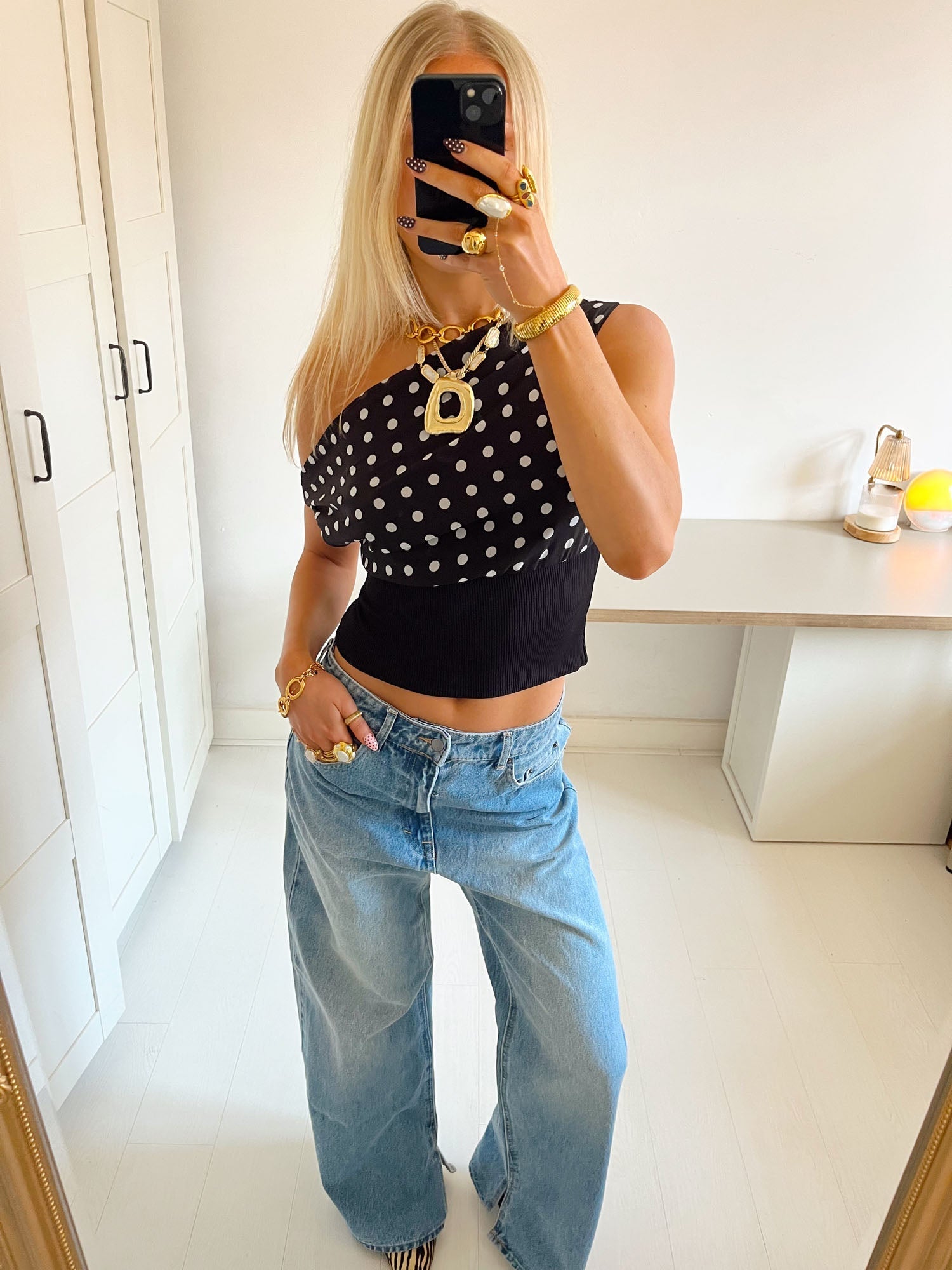 Top à Pointillés Femme | Léger & Stylé | Coupe Flatteuse avec Motif à Pois pour Tenues Décontractées ou Chic