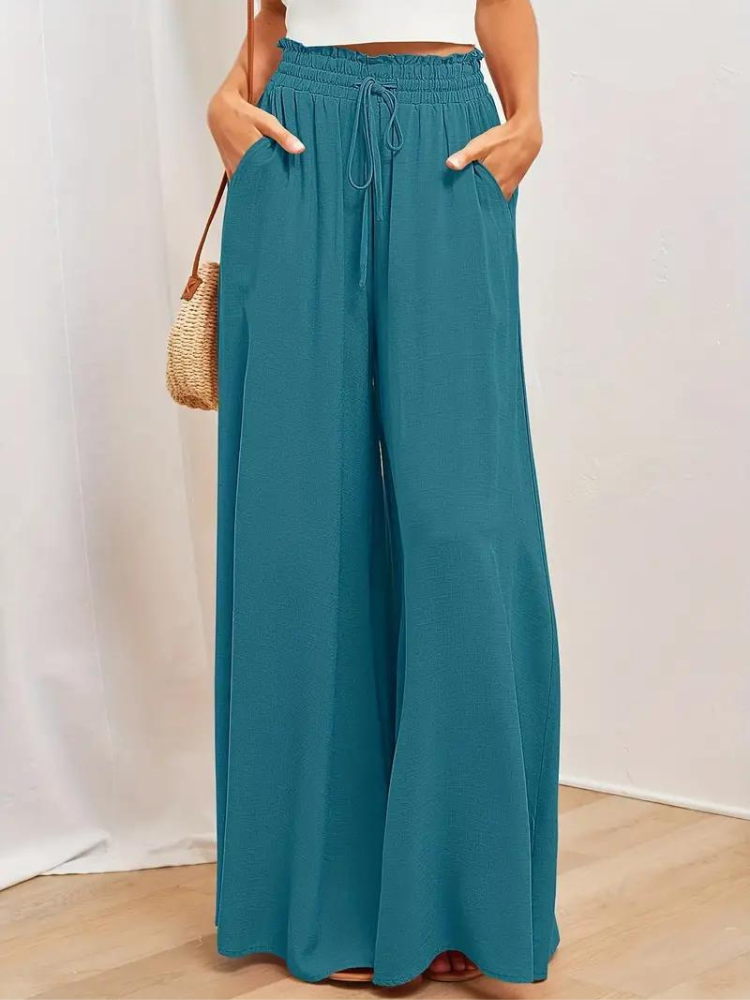 Pantalon confortable pour femmes | Taille haute & décontracté | Lin respirant avec poches pratiques