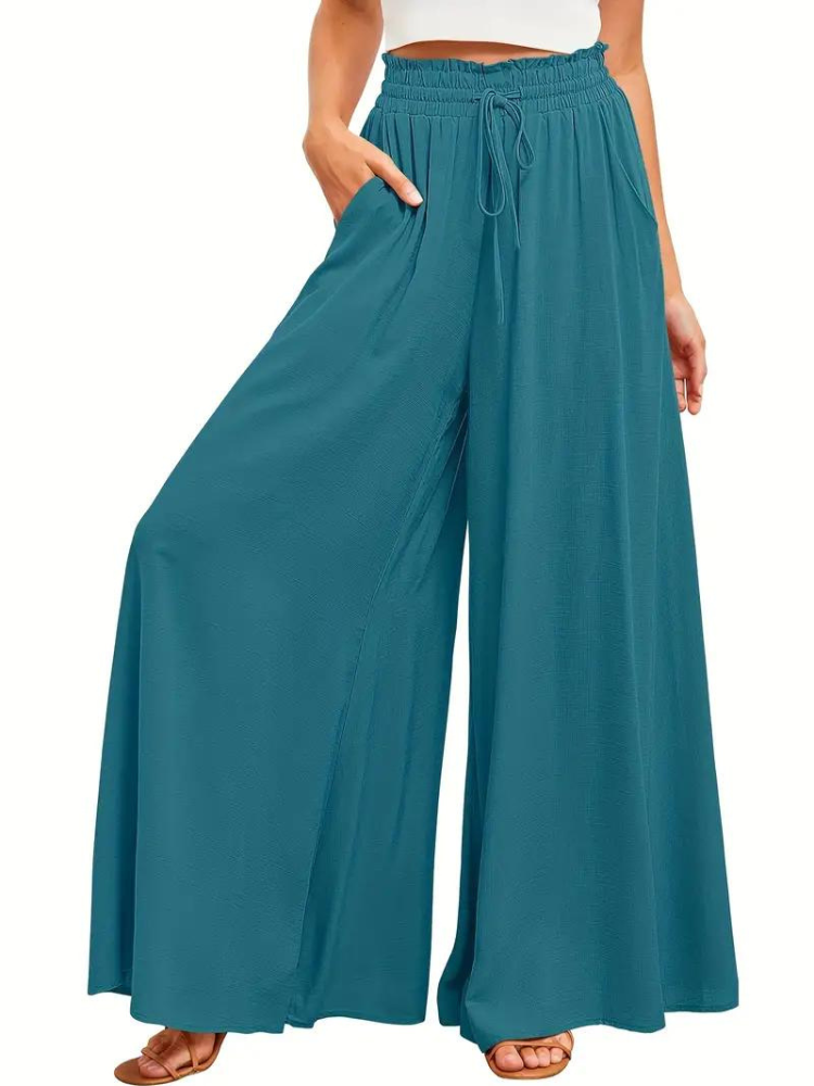 Pantalon confortable pour femmes | Taille haute & décontracté | Lin respirant avec poches pratiques