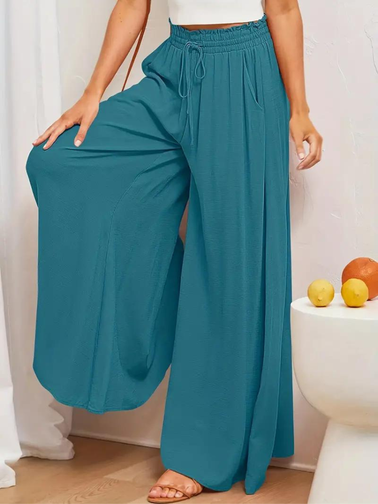 Pantalon confortable pour femmes | Taille haute & décontracté | Lin respirant avec poches pratiques