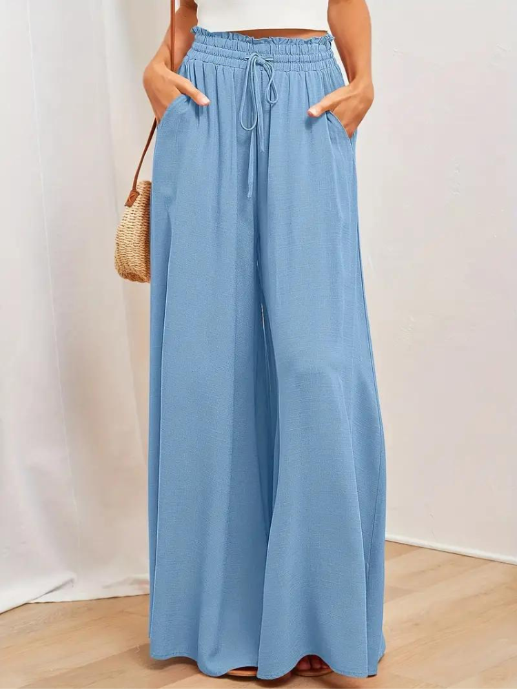 Pantalon confortable pour femmes | Taille haute & décontracté | Lin respirant avec poches pratiques