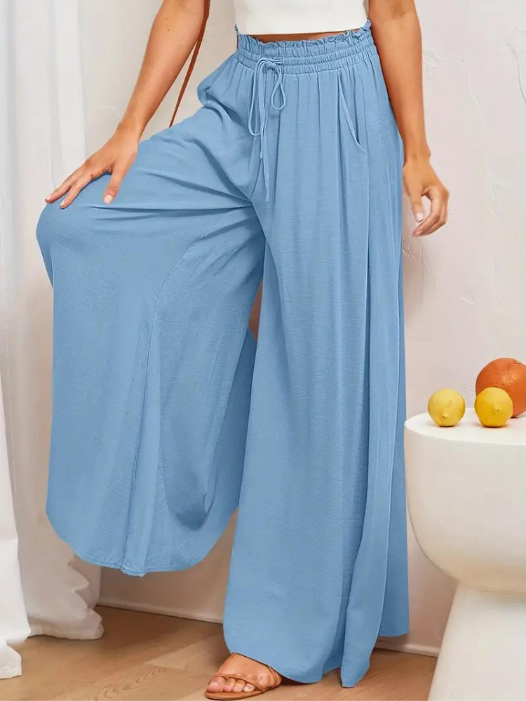 Pantalon confortable pour femmes | Taille haute & décontracté | Lin respirant avec poches pratiques