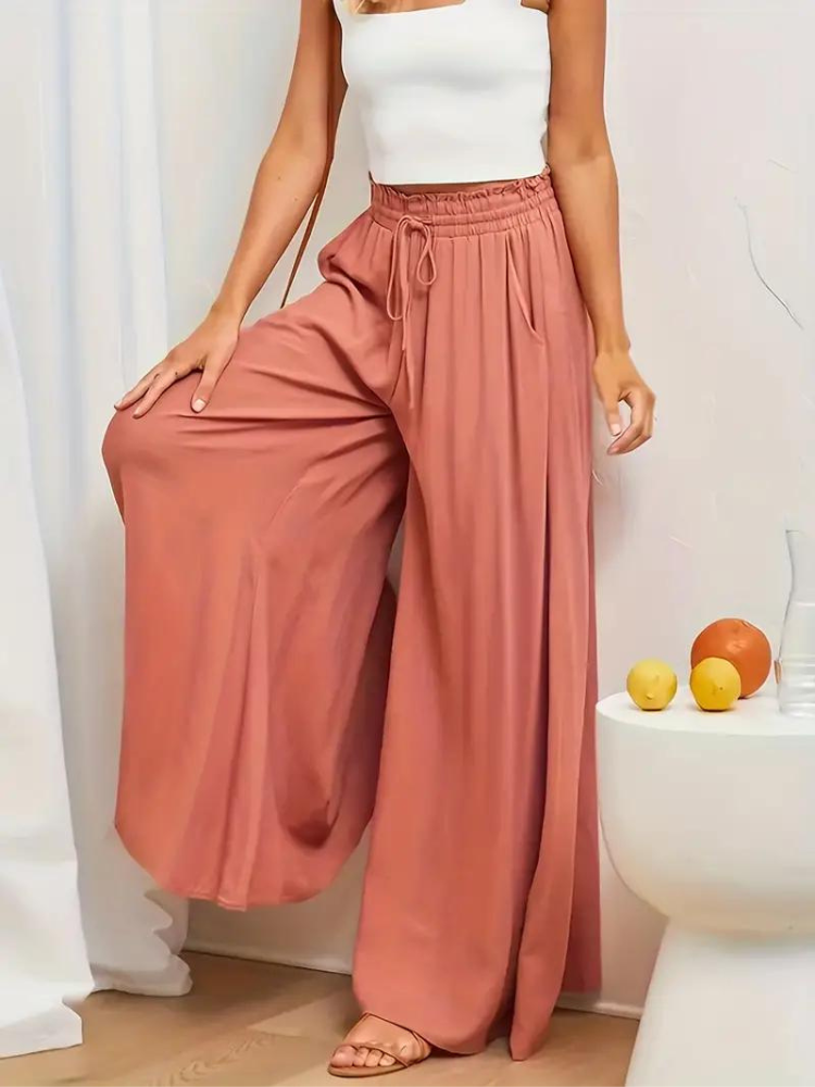 Pantalon confortable pour femmes | Taille haute & décontracté | Lin respirant avec poches pratiques