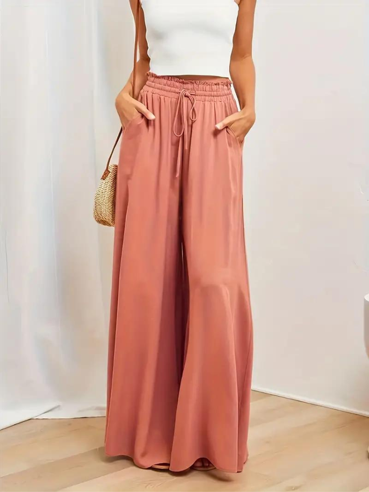 Pantalon confortable pour femmes | Taille haute & décontracté | Lin respirant avec poches pratiques