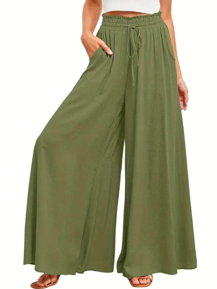 Pantalon confortable pour femmes | Taille haute & décontracté | Lin respirant avec poches pratiques