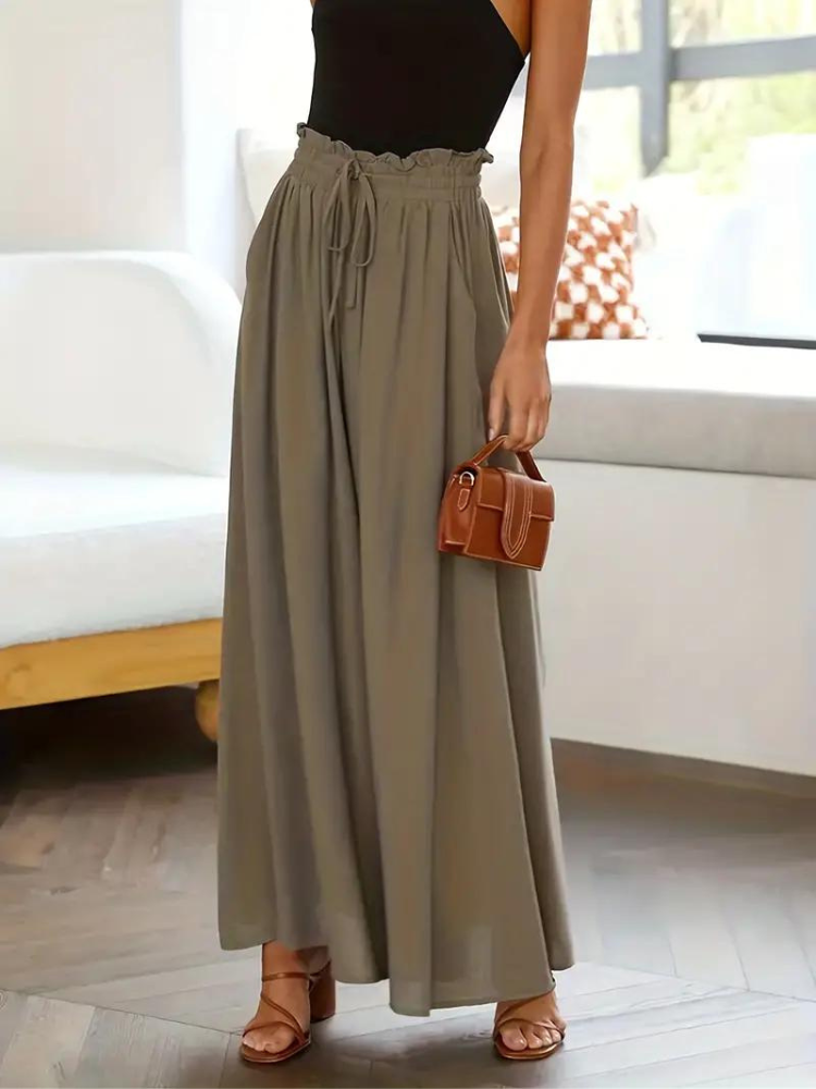 Pantalon confortable pour femmes | Taille haute & décontracté | Lin respirant avec poches pratiques