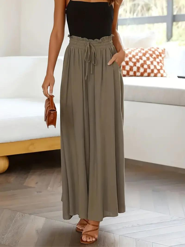 Pantalon confortable pour femmes | Taille haute & décontracté | Lin respirant avec poches pratiques