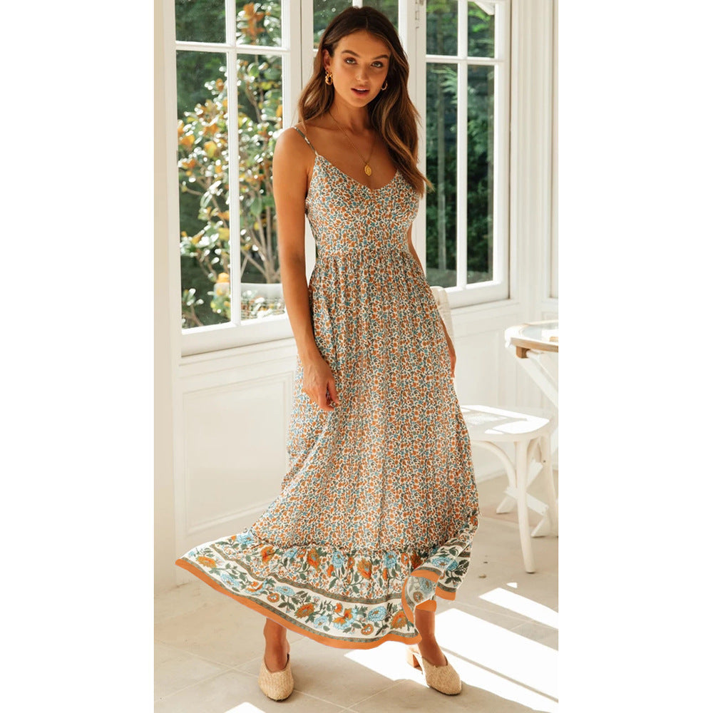 Robe bohème à bretelles