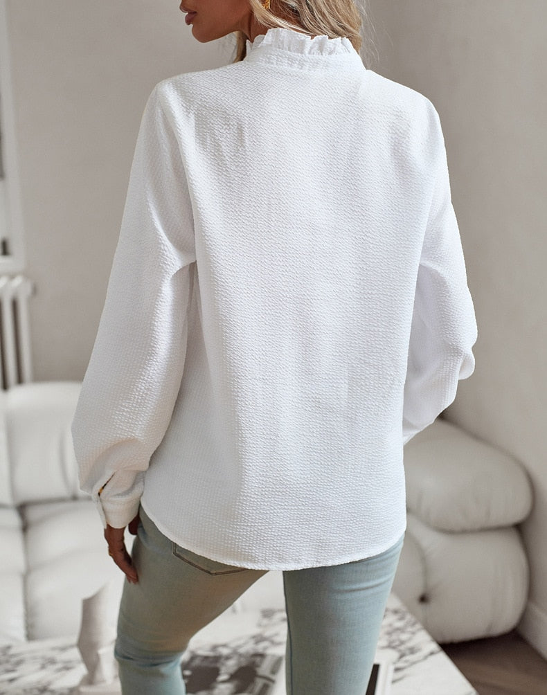 Chemise à Volants Femme | Élégante & Féminine | Coupe Flatteuse pour Bureau ou Sorties