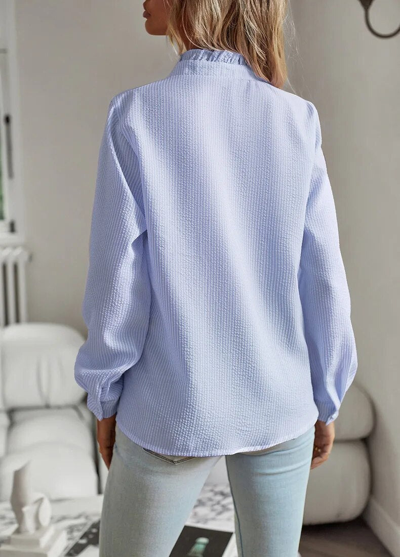 Chemise à Volants Femme | Élégante & Féminine | Coupe Flatteuse pour Bureau ou Sorties
