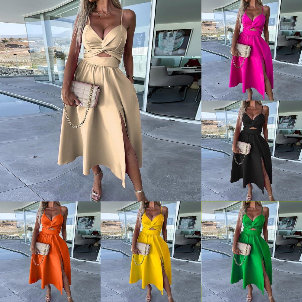Robe longue pour femmes | Dos nu & twist Sling | Élégance et confort pour occasions spéciales